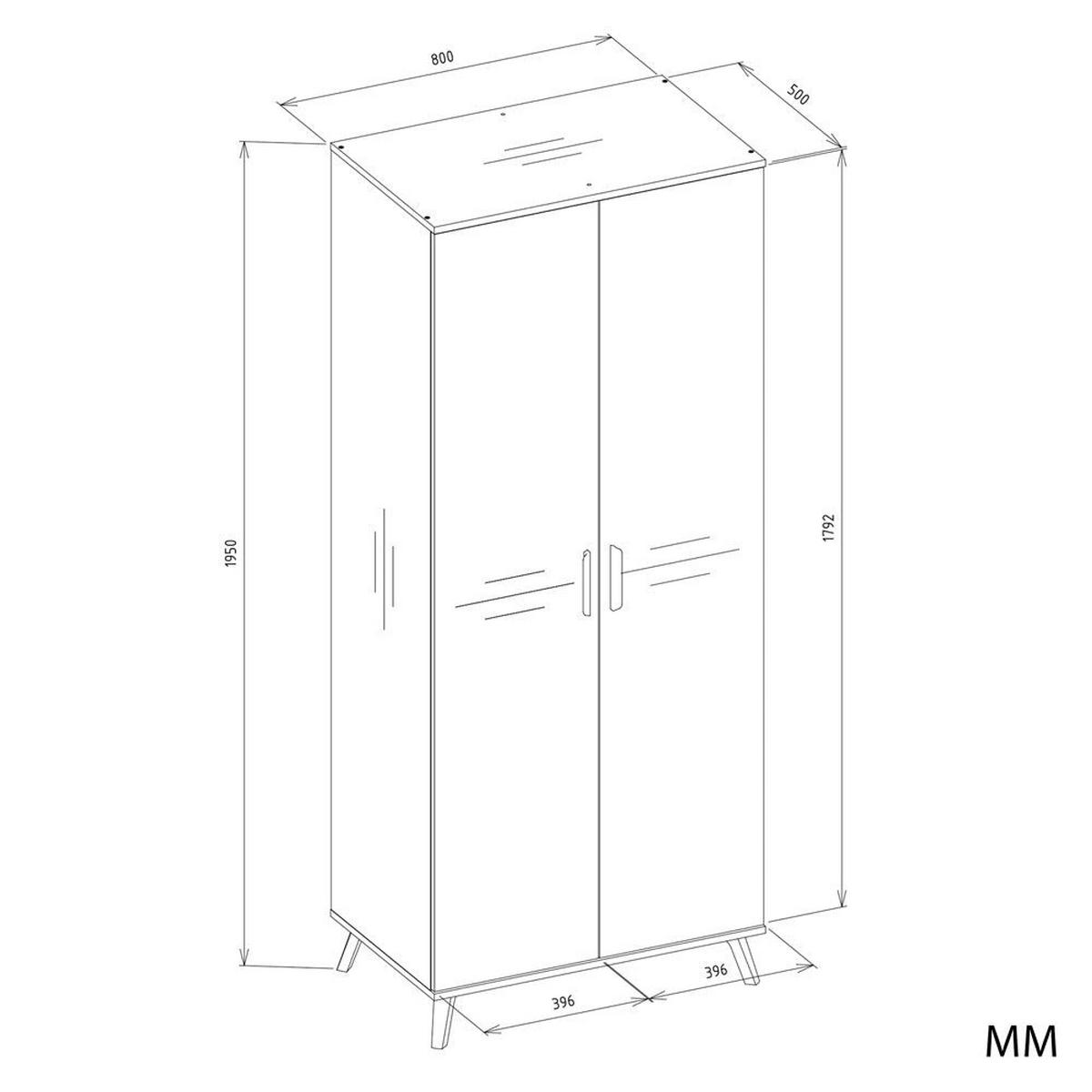 KLEIDERSCHRANK Luxi - Weiß, Holzwerkstoff (80/195/50cm) - kommodly