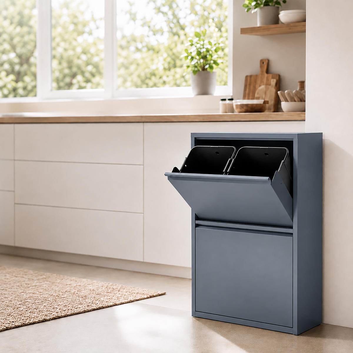 SOPKÄRL Antracit 4-fack metall 4x18 l - Antracit, Metall/Plast (60/93/25cm) - Relaxdays