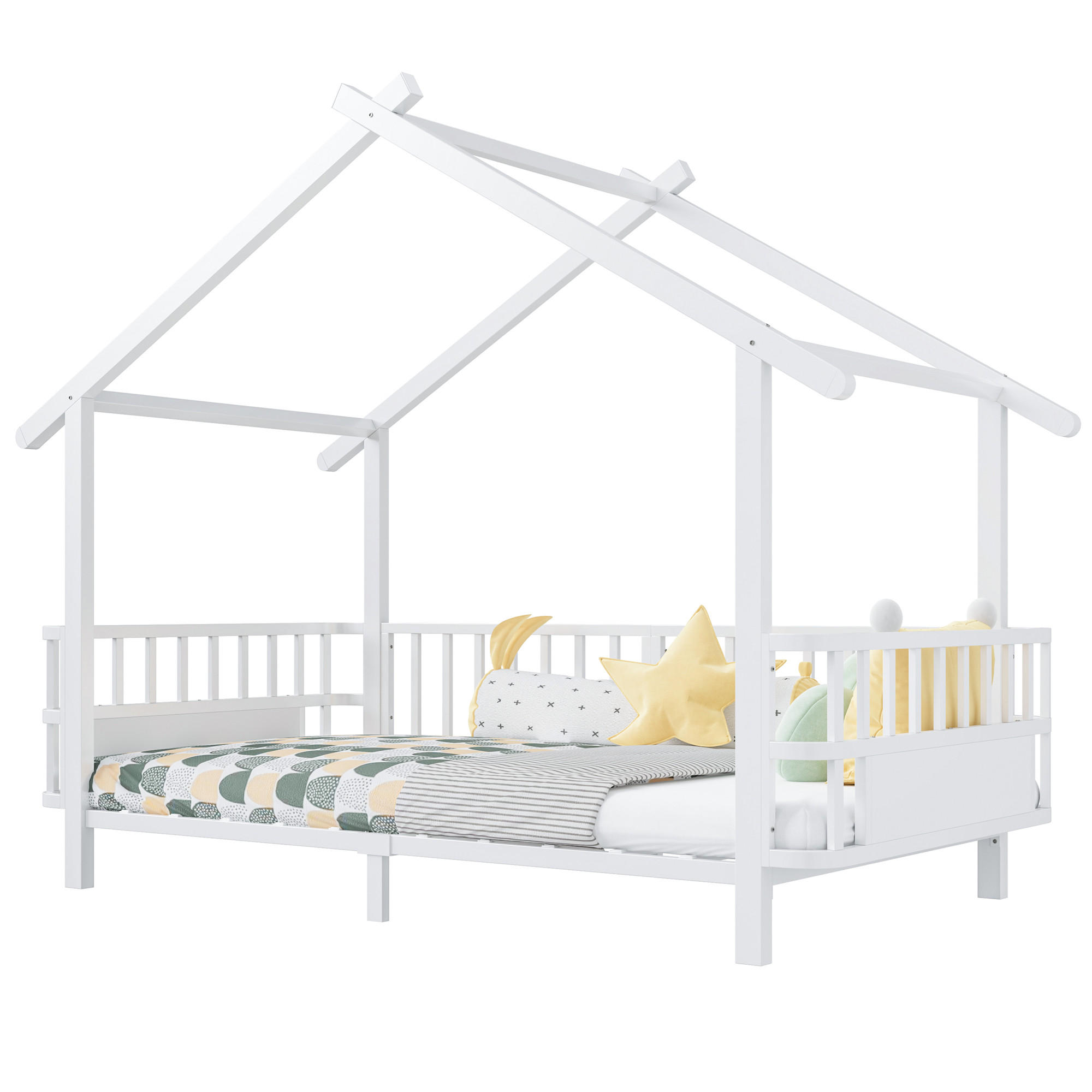HAUSBETT 90x200 Metall Sicherheitsgitter Weiß - Weiß, Metall (90/200cm) - FLIEKS