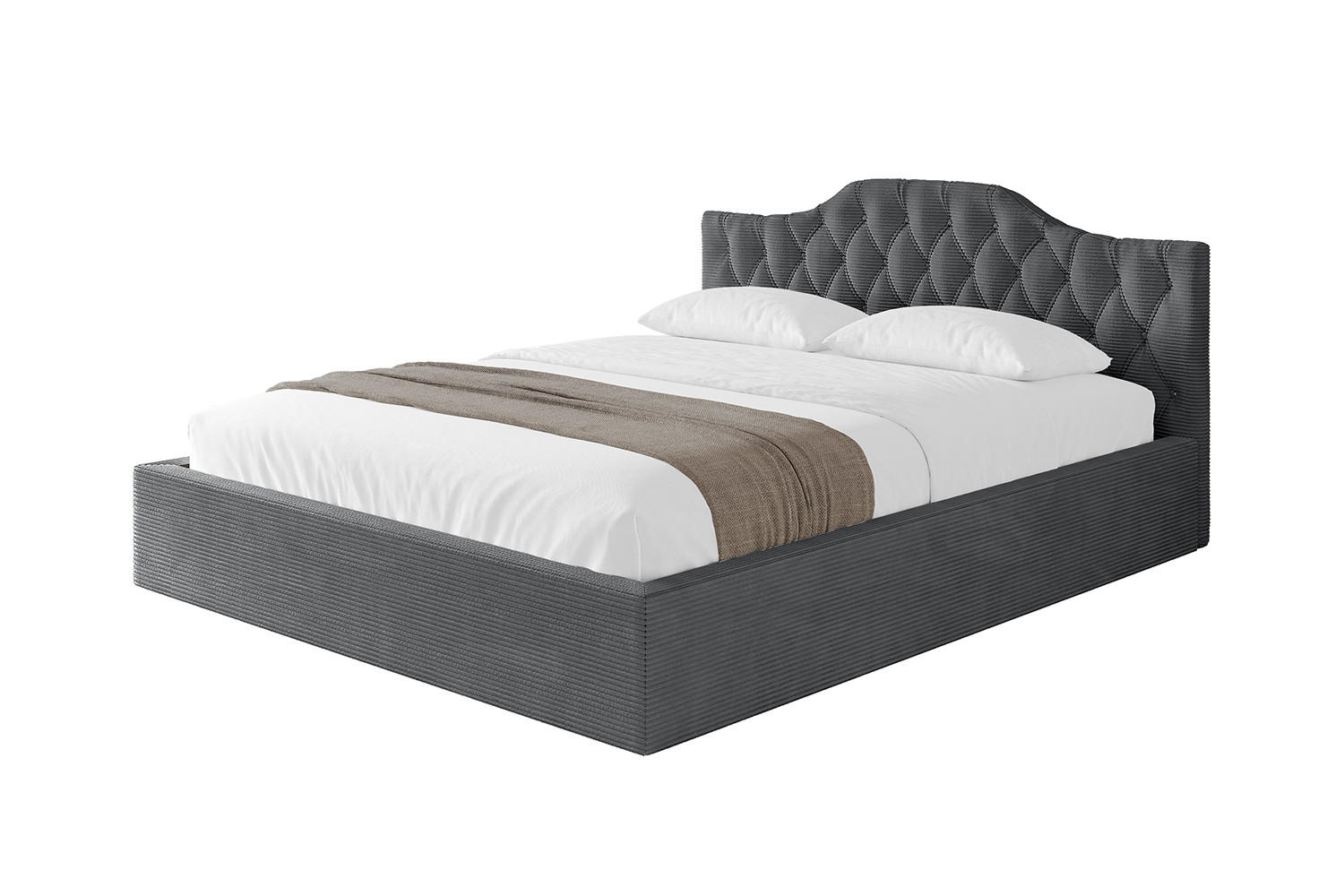 POLSTERBETT mit Bettkasten und Lattenrost, Bett mit Matratze H3/H4 - FALIO-V1 180x200 Dunkelgrau - Anthrazit, Holzwerkstoff/Textil (180/200cm) - ALTDECOR