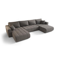 ECKSOFA mit schlaffunktion und bettkasten MILO U, stoff WIND, Stahl - Grau, Holz (384/190cm) - Kaiser Möbel