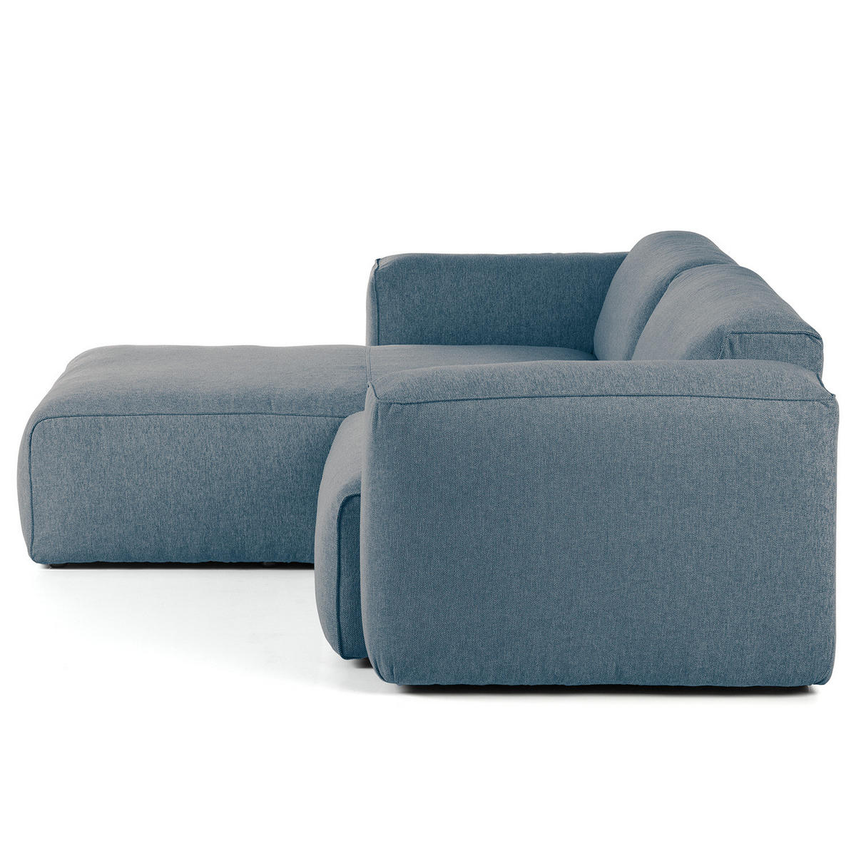 1,5-SITZER ECKSOFA mit Longchair - Blaugrau/Schwarz, Kunststoff/Textil (260/173cm) - home24