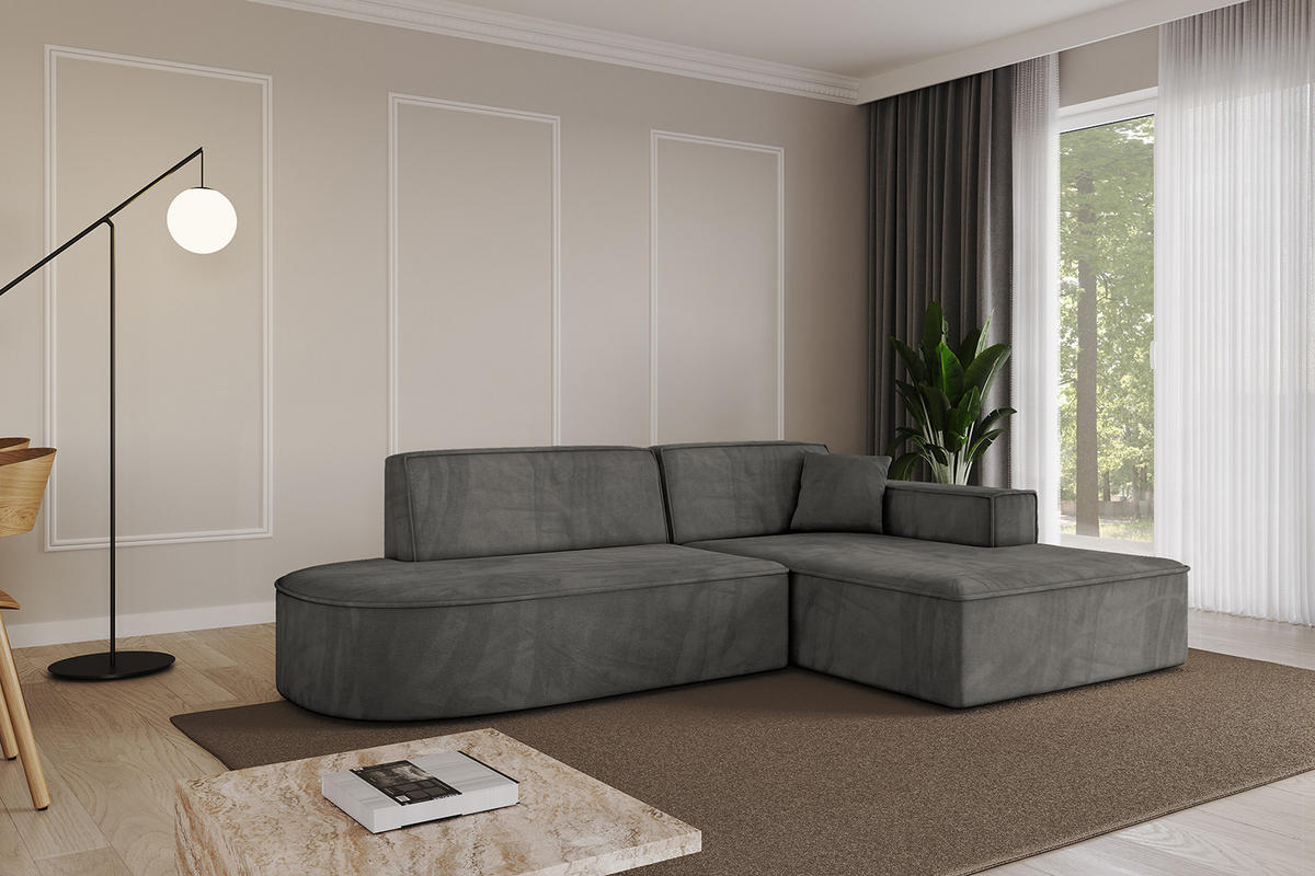 ECKSOFA Ottomane Rechts IREA-L1-v4 - 234x171x79 cm Ecru - Anthrazit, Holzwerkstoff/Textil (171/234cm) - ALTDECOR