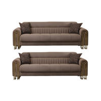 SITZGARNITUR Multan, Braun Stellvariante 2+2 - Beige, Holzwerkstoff/Metall (178/85/95cm)