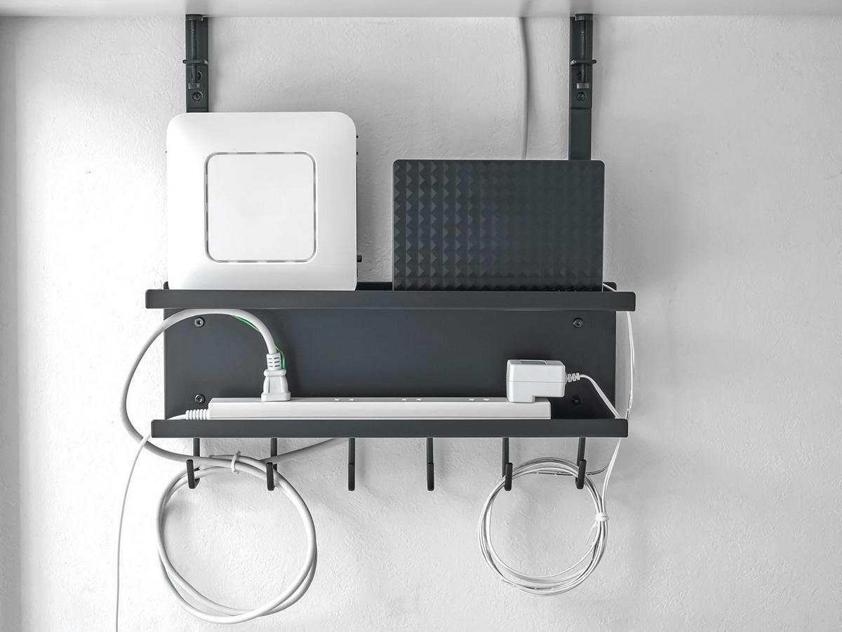 KABEL-ORGANIZER Smart schwarz 40/43/11 cm für den Schreibtisch - Schwarz, Metall (11/40/43cm) - Yamazaki