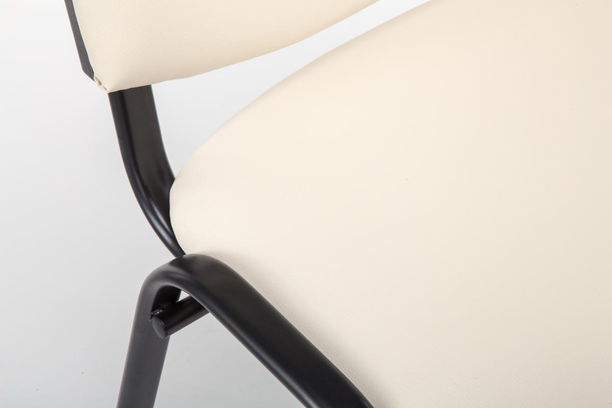 BESUCHERSTUHL Keen, Kunstleder mit Gestell Schwarz / Bezug Creme - Schwarz/Naturfarben, Textil/Metall (54/79/48cm) - TPFLiving