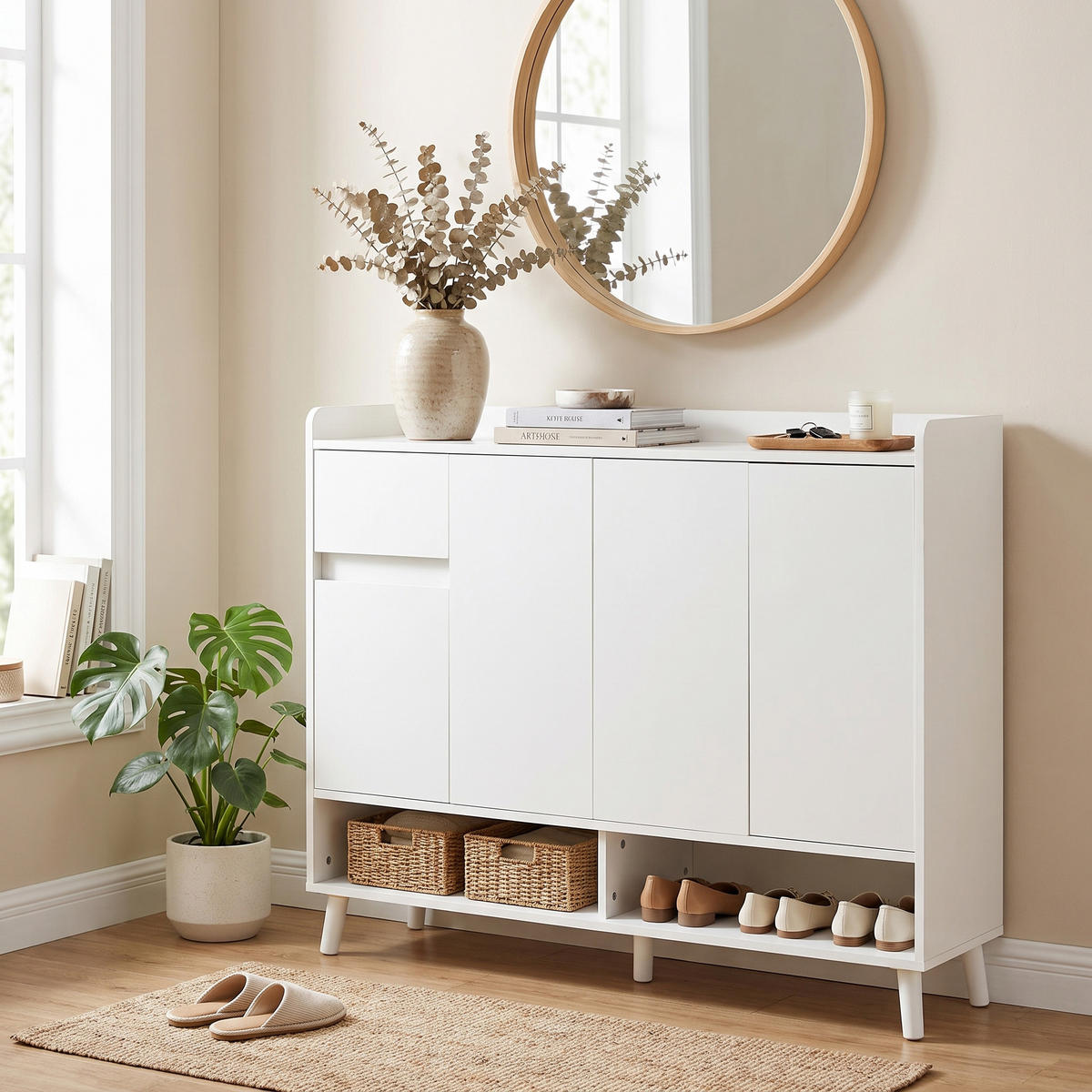 SIDEBOARD bílý úložný prostor komoda skříň - bílá, kompozitní dřevo (120/99/35cm) - Urban Meuble