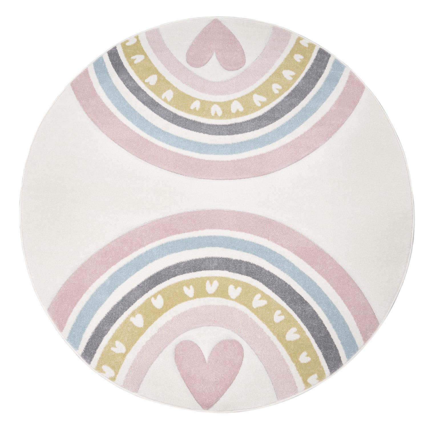 KINDERTEPPICH, mit Regenbogen- und Herz-Motiv, Rosa, Ø 200 cm - Rosa, Textil (200/200cm) - KADIMA DESIGN