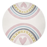 KINDERTEPPICH, mit Regenbogen- und Herz-Motiv, Rosa, Ø 200 cm - Rosa, Textil (200/200cm) - KADIMA DESIGN