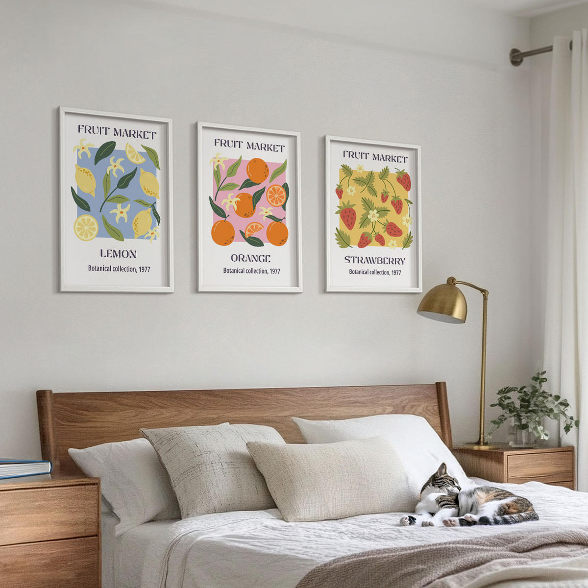 BILDER SET 3er Set - 40x60 cm Weißer Rahmen - Fruchtposter Zitronen Erdbeeren - Weiß, Kunststoff (40/60cm) - TULUP