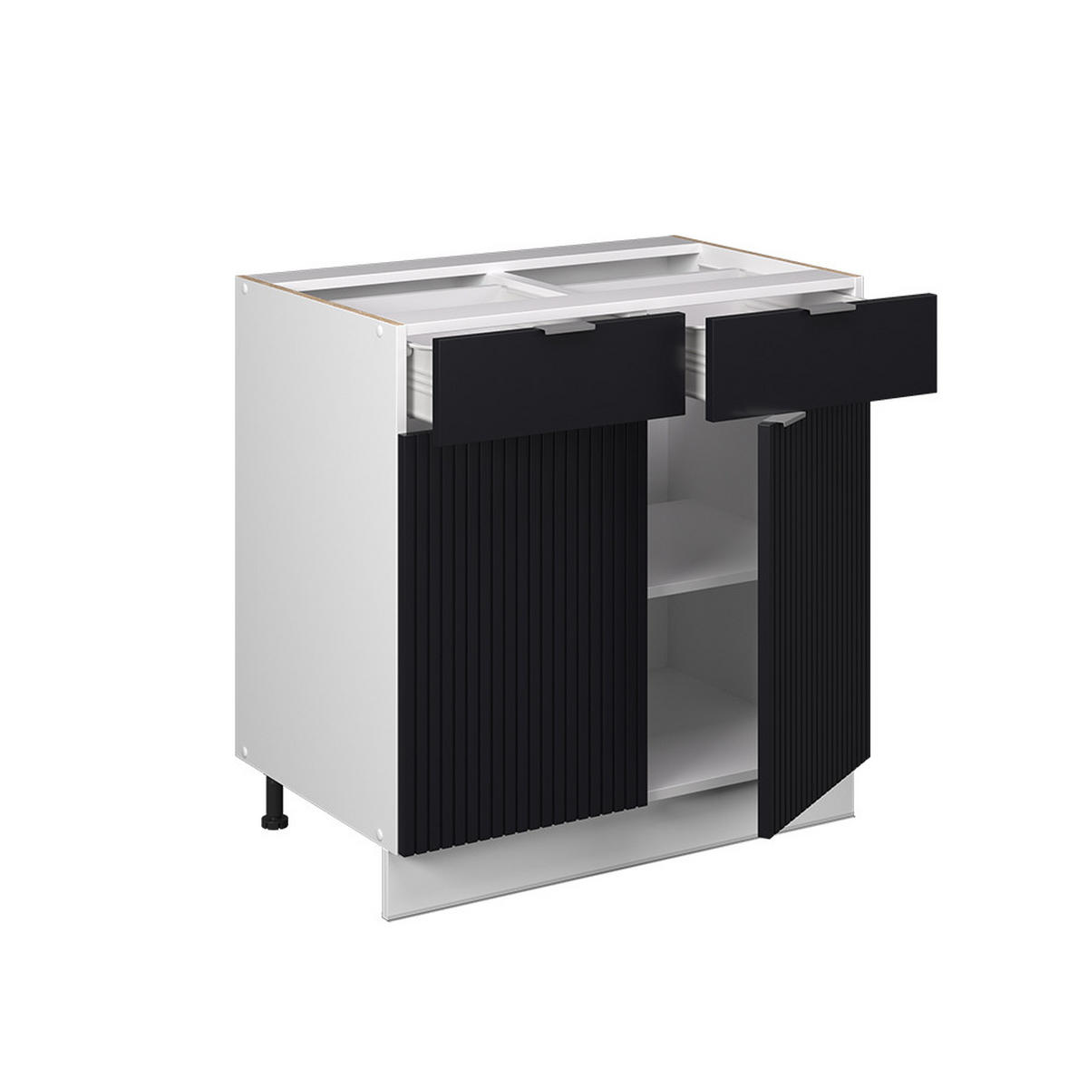 KÜCHENUNTERSCHRANK Fame-Line, Schwarz gestreift, 80 cm, AP Anthrazit - Schwarz/Weiß, Holzwerkstoff (80/82/60cm) - Vicco