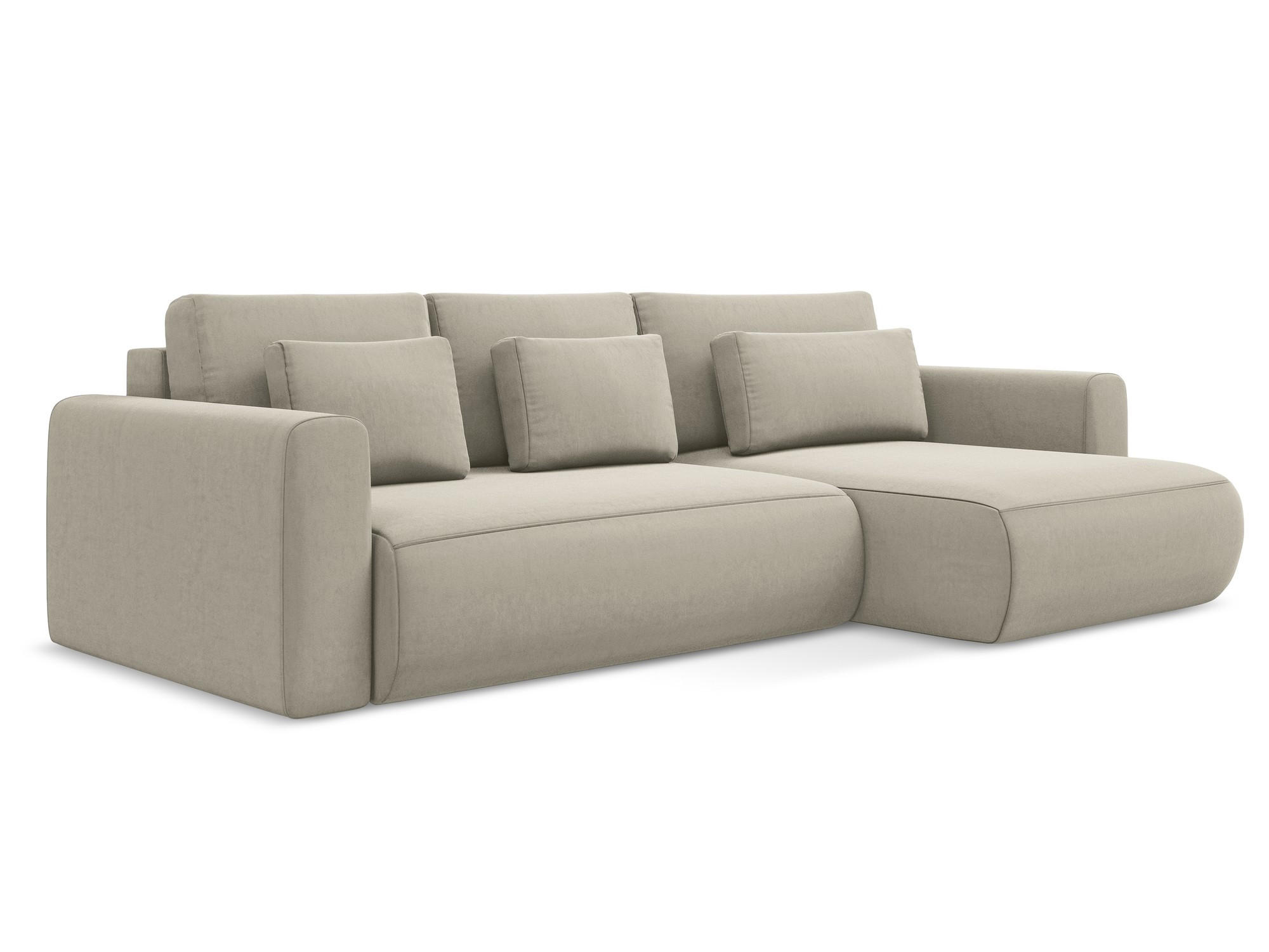 ECKSOFA mit Schlaffunktion Samt Stoff Creme - Perlmutt/Creme, Kunststoff/Textil (278/149cm) - Makamii