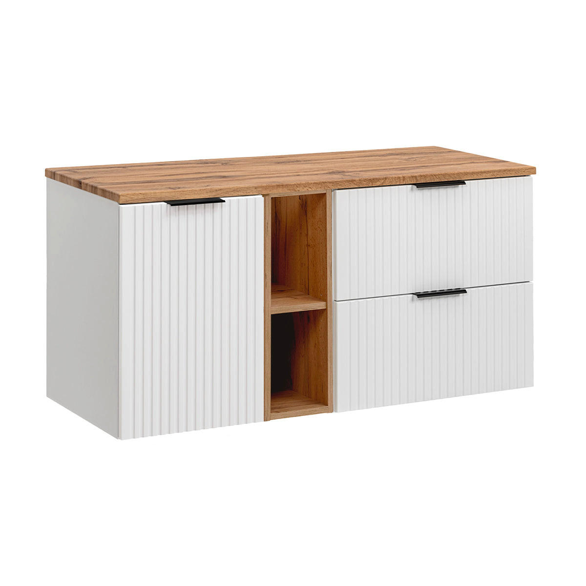 WASCHTISCHUNTERSCHRANK 120.8cm Adriel Weiß und Holz - Weiß, Holzwerkstoff (120.8/59/46cm) - Petits-meubles