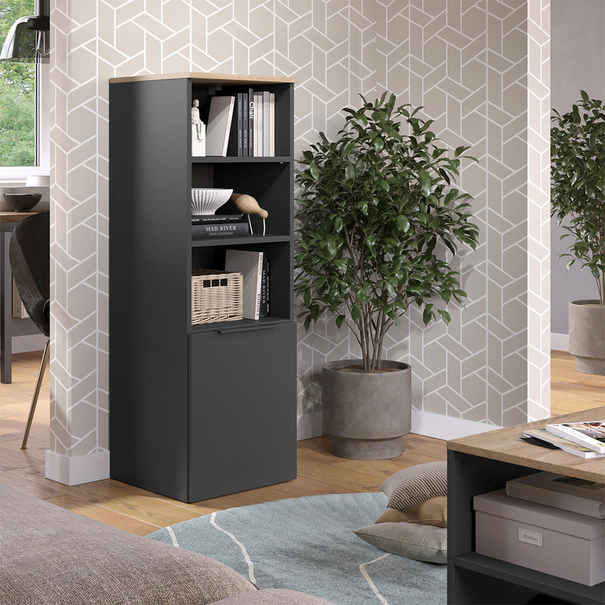 UNIVERZÁLNÍ SKŘÍŇ Wido Anthracite/Sonoma - antracitová, kompozitní dřevo (40.2/120/40cm) - Vicco