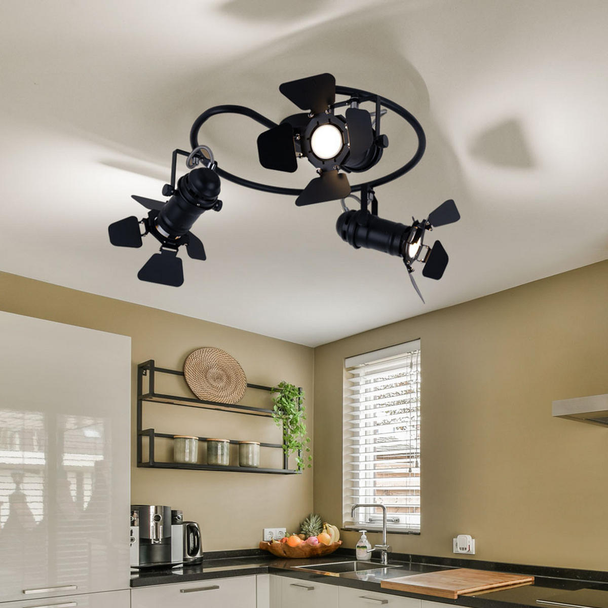 DECKENLEUCHTE Metall Schwarz 3-flammig - Schwarz, Metall (40/40/26.5cm) - Globo Lighting