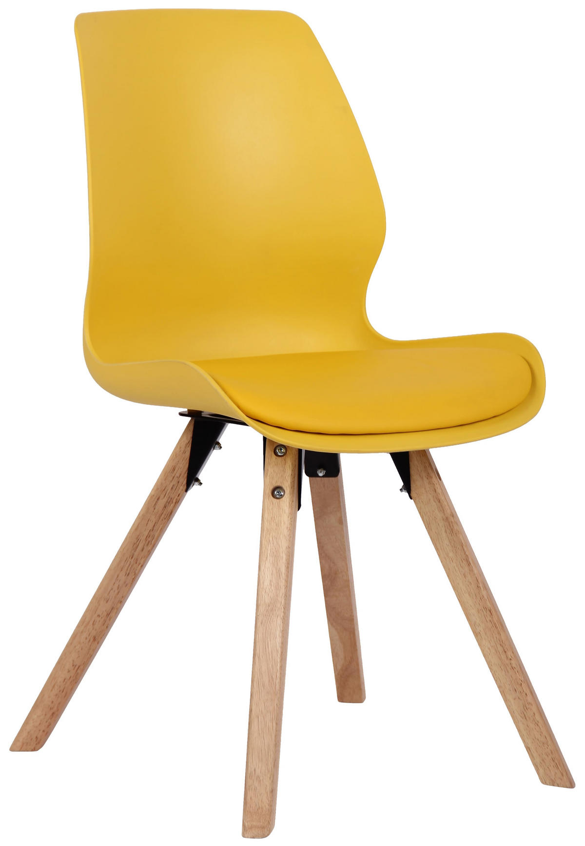 STUHL Kunststoff gelb - Eukalyptusholzfarben/Gelb, Holz/Kunststoff (49/87.5/58cm) - CLP