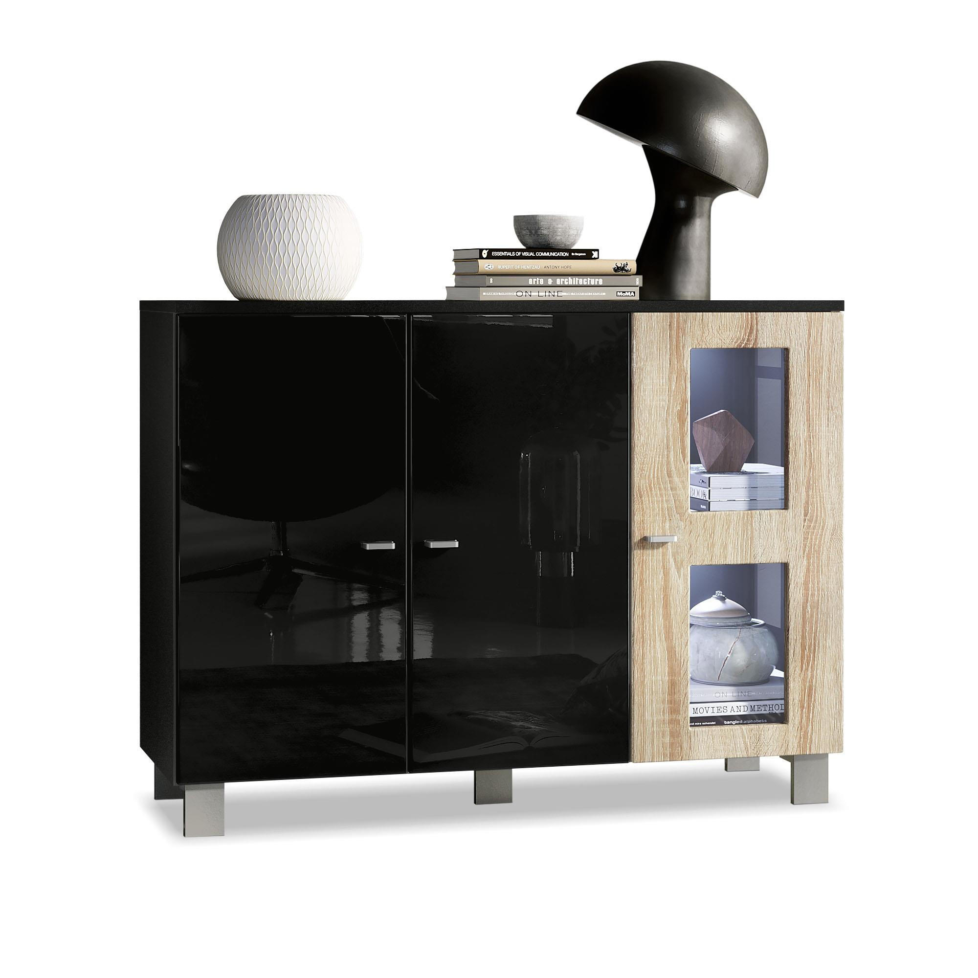 SIDEBOARD Denjo Tür in Eiche sägerau - Eiche San Remo, Holzwerkstoff (107/81/35cm) - Vladon