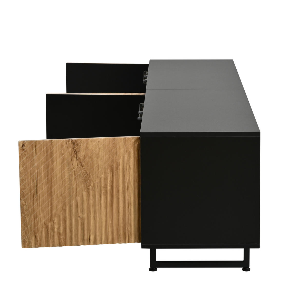 TV-LOWBOARD 180x40x50 cm Holz Schwarz 4 Türen Stauraum - Naturfarben, Holzwerkstoff (40/50/180cm) - FLIEKS