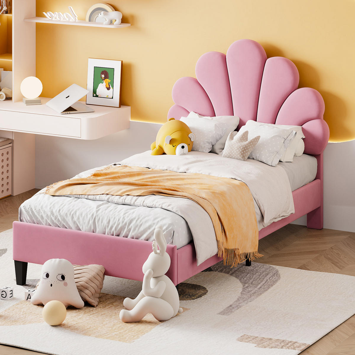 POLSTERBETT 90/200 cm Rosa aus Samtstoff mit Lattenrost - Rosa, Textil (90/200cm) - OKMYHOME