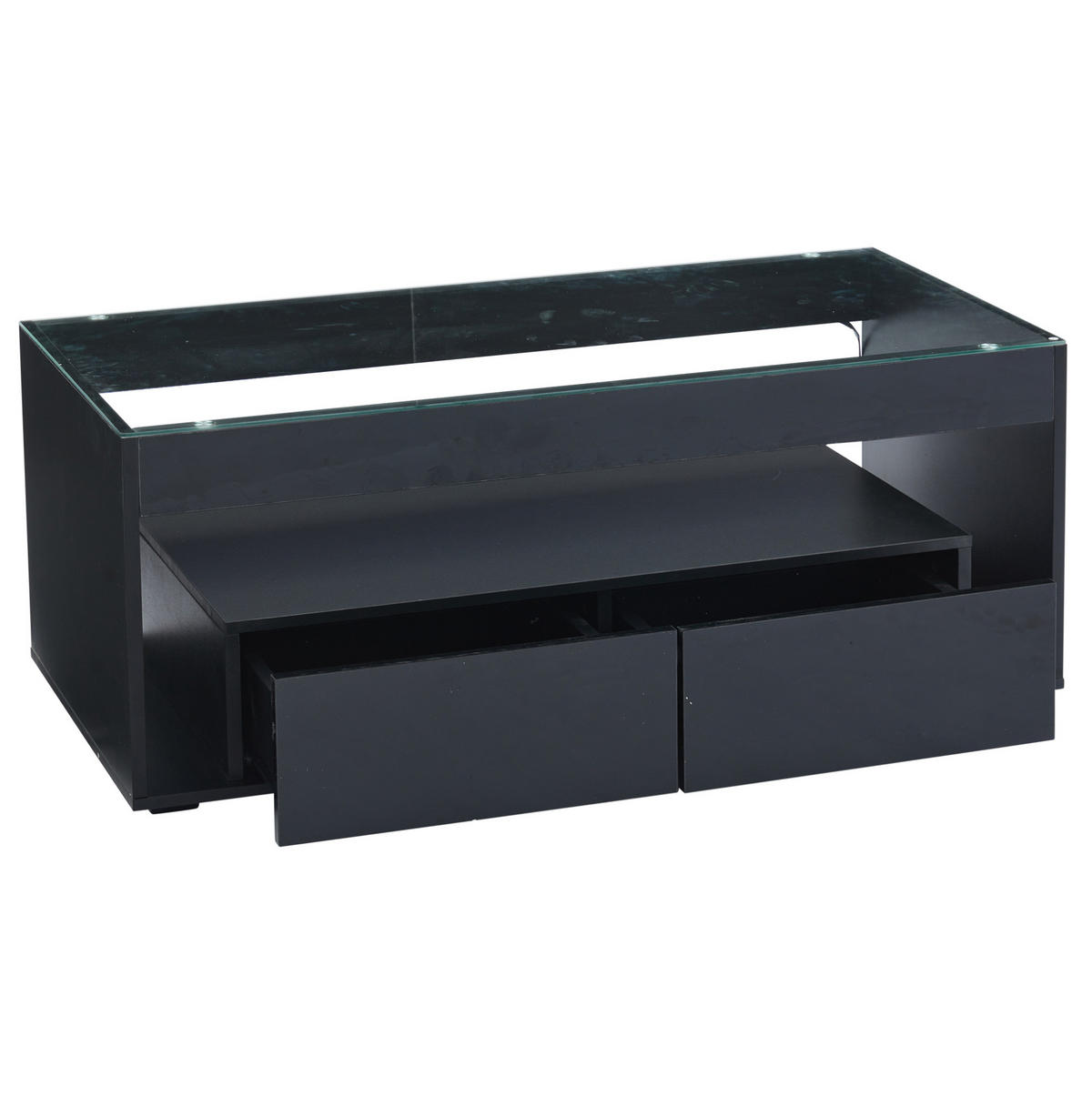 COUCHTISCH 100/50/40 cm schwarz aus Spanplatte und Glas mit LED-Licht - Schwarz, Holzwerkstoff (110/50/40cm) - OKMYHOME