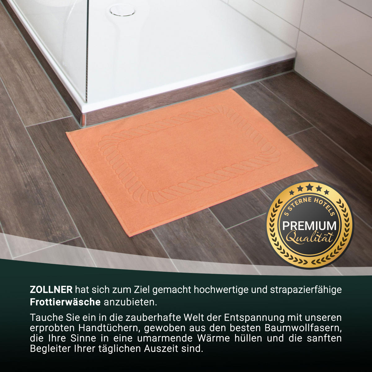 BADEMATTE, 2er-Set, 50x70 cm, 100% Baumwolle, Orange - Terracotta, Textil (50/70cm) - Zollner