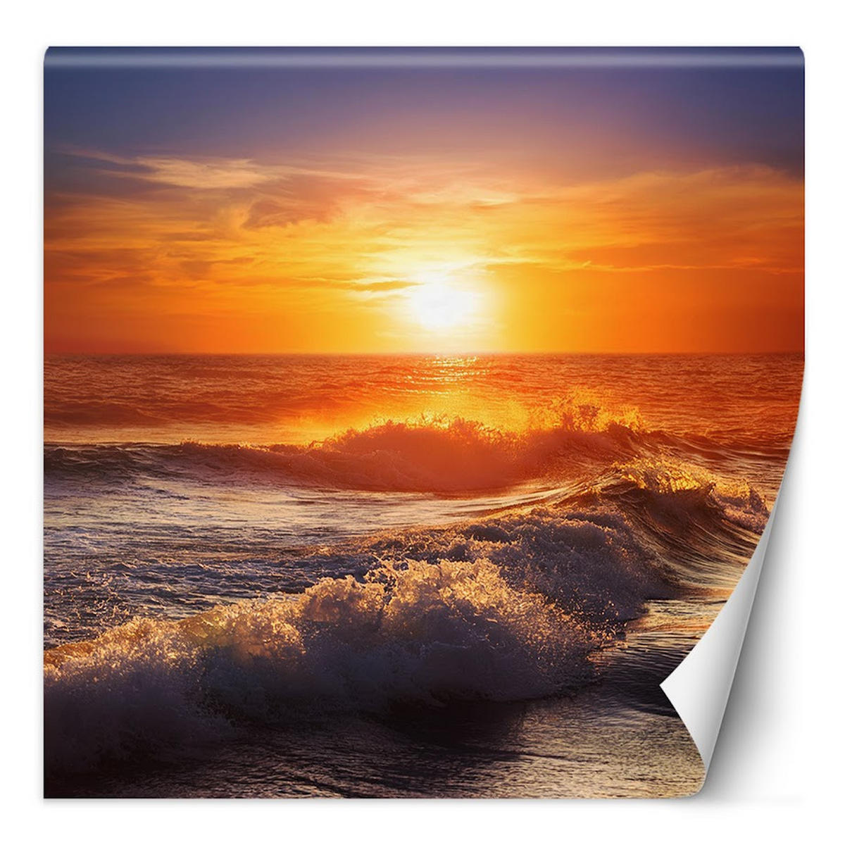 FOTOTAPETE, Meereswelle Sonnenuntergang - Orange, Papier (300/1cm) - Feeby