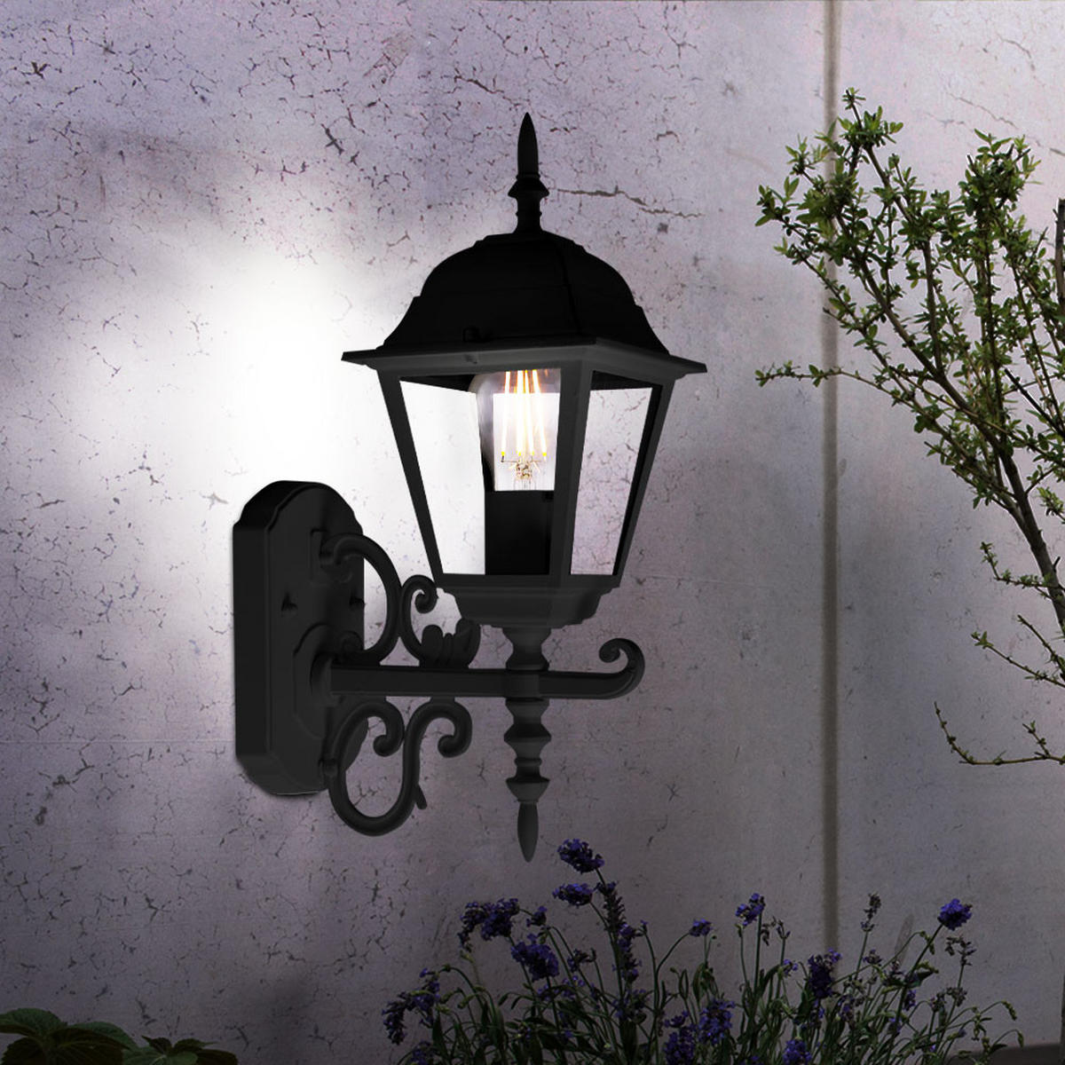 WANDLEUCHTE Aluminium Schwarz Glas Klar - Schwarz, Glas (22.5/14.8/40cm)