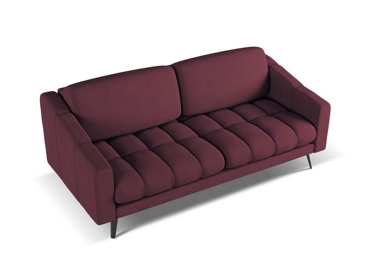3-SITZER SOFA Samt Stoff Blau - Blau/Schwarz, Textil/Metall (202/80/95cm) - Makamii