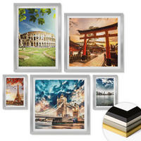 WANDBILDER 5er Set - 50x50 cm & 20x30 cm & 40x60 cm Silberner Rahmen - Entspannende Zen-Steine für inneren Frieden - Silberfarben, Kunststoff (40/60cm) - ArtPrintCave