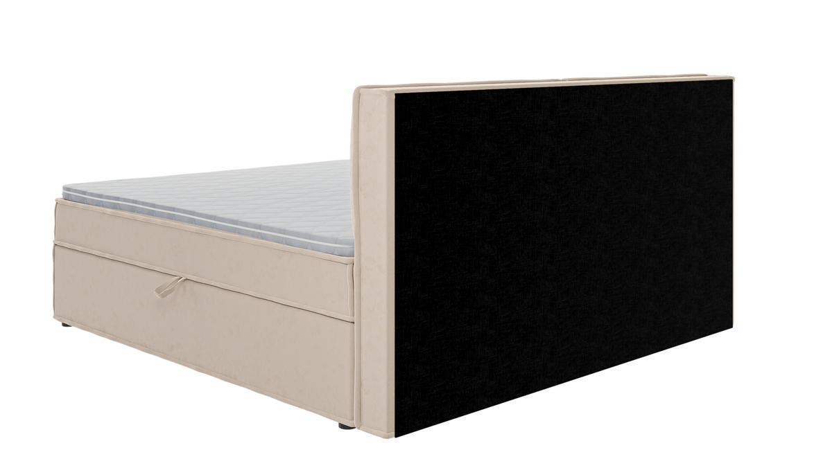 BOXBETT Eclipse 200/200 cm Beige Luxusmicrofaser - Beige/Schwarz, Holz/Kunststoff (200/200cm) - S-Style Möbel