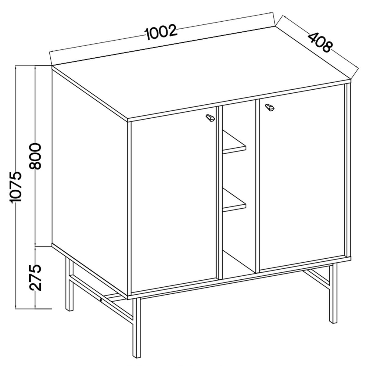 KOMMODE FLOREN, Creme/Gold - Creme, Holzwerkstoff/Metall (100.2/107.5/40.8cm) - KONSIMO®