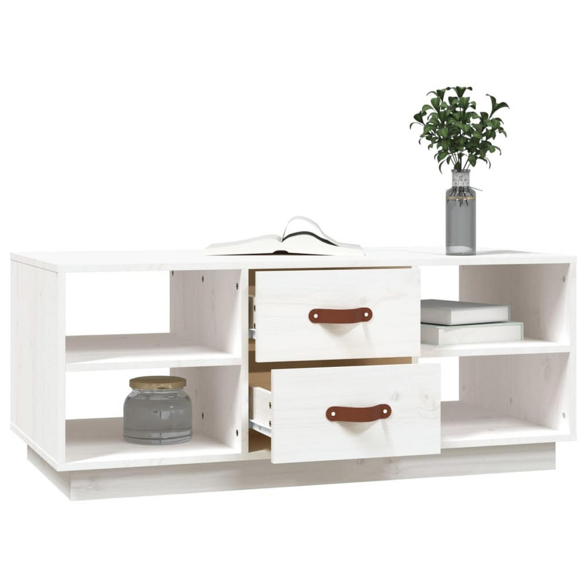 COUCHTISCH Weiß 100x50x41 cm Massivholz Kiefer - Weiß, Holz (100/50/41cm) - furnicato