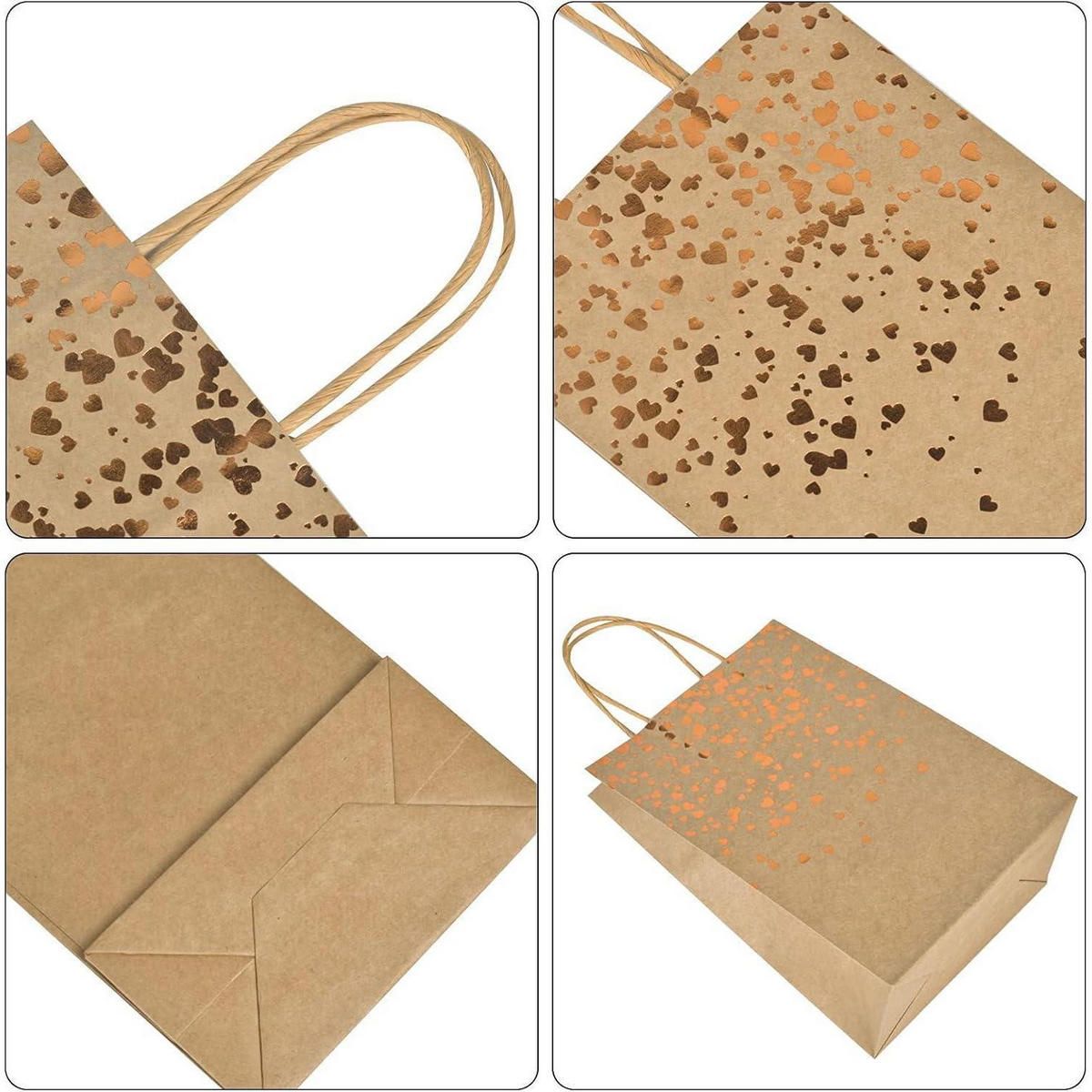 GESCHENKTÜTEN 10-teiliges Set mit Herz-Verzierung 21 x 15 cm - Bronzefarben, Papier (8/21/15cm)