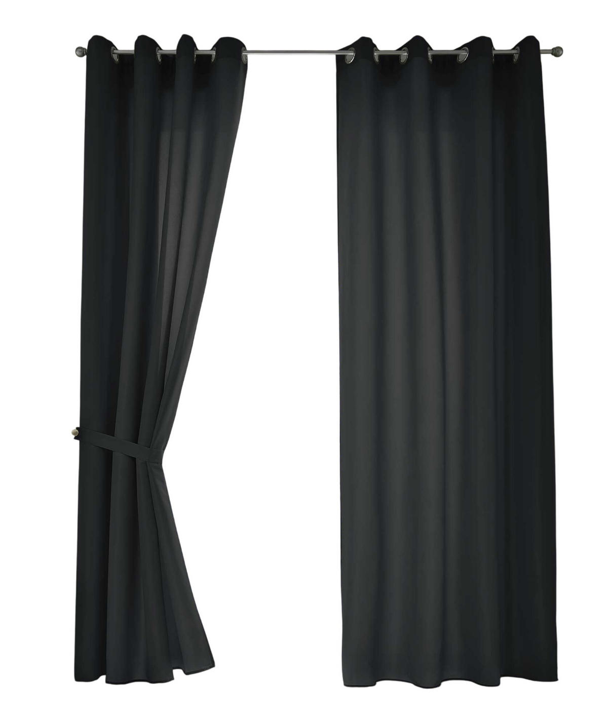 VORHANG 2ER SET BERLIN HxB 245x140cm Schwarz - Schwarz, Textil (140/245/245cm) - Gardinenbox