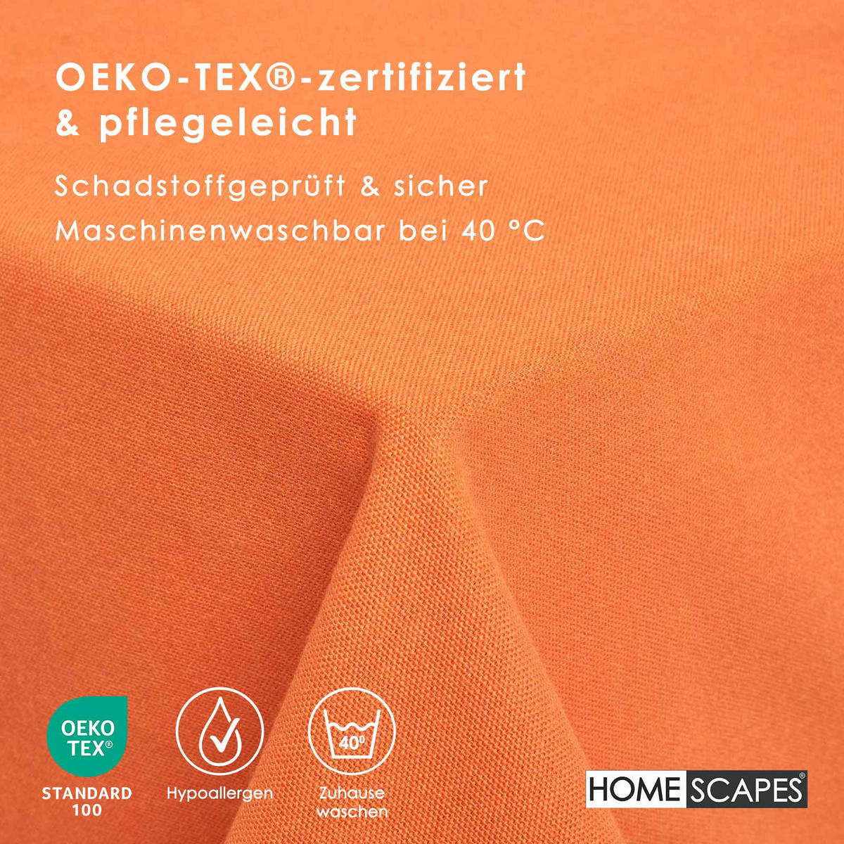 TISCHDECKE terrakotta 137/178 cm, 100% Baumwolle - Terracotta, Textil (137/178cm) - Homescapes