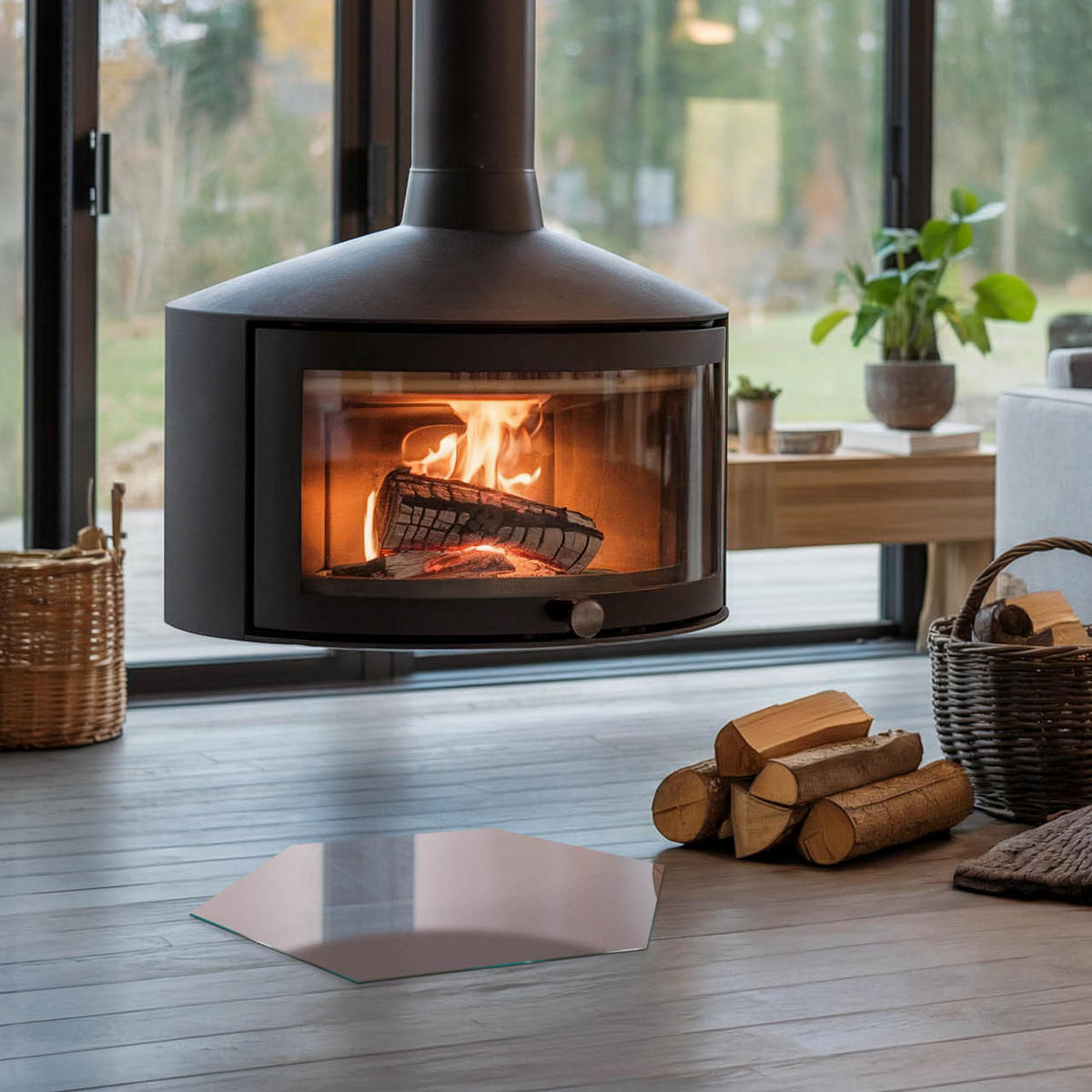 GLASPLATTE für Kamin h40 cm - Pink, Glas (40/40/0.4cm) - TULUP