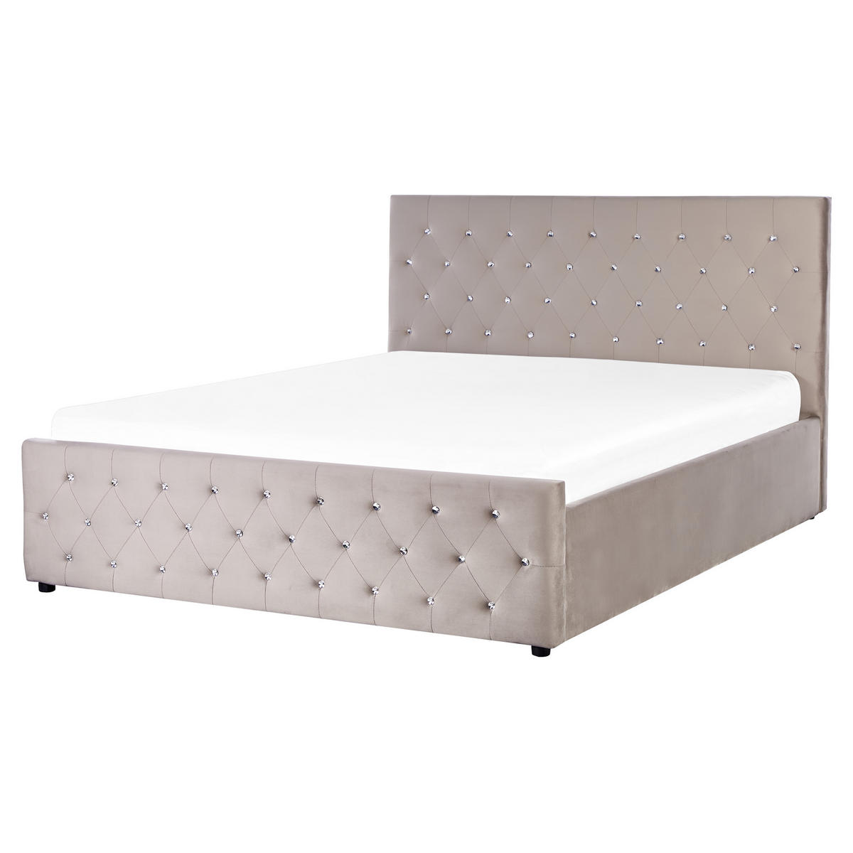 BETT mit Stauraum 160/200 cm Samtstoff Taupe Amiens - Taupe, Textil (160/200cm) - Beliani