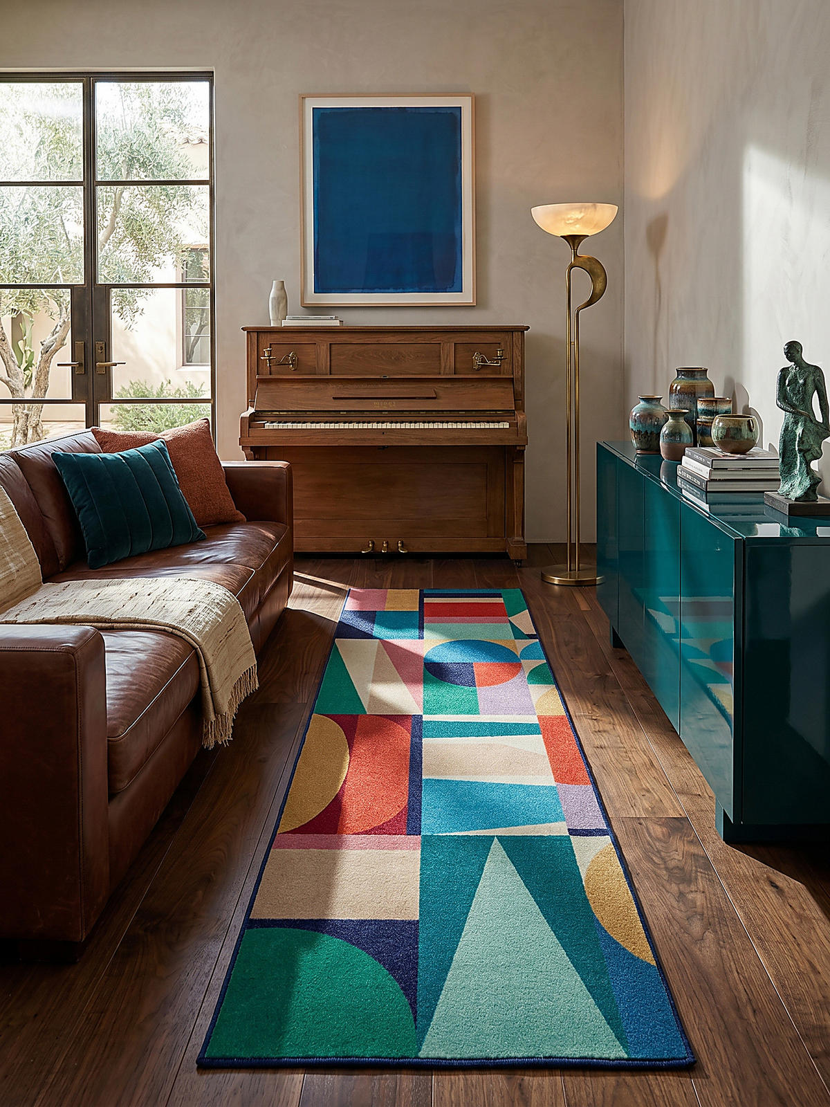 TEPPICH aus Wolle DAHLIA in Bunt, geometrisch, Florhöhe 8 mm, 80 x 300 cm - Multicolor, Textil (80/300cm) - KADIMA DESIGN