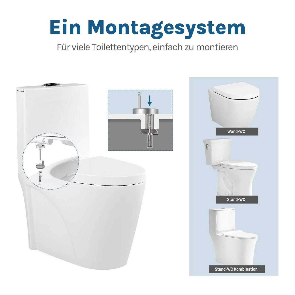 WC SITZ, Fast Fix/Schnellbefestigung, Antibakteriell D-Form - Weiß, Kunststoff (36/4/47cm) - Woltu