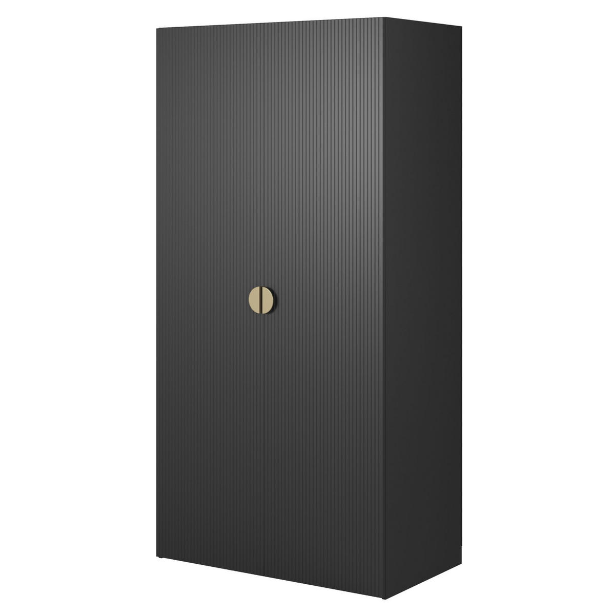 KLEIDERSCHRANK Moonir Schwarz 100 cm - Goldfarben/Schwarz, Holzwerkstoff/Metall (100/200.5/57cm) - Selsey