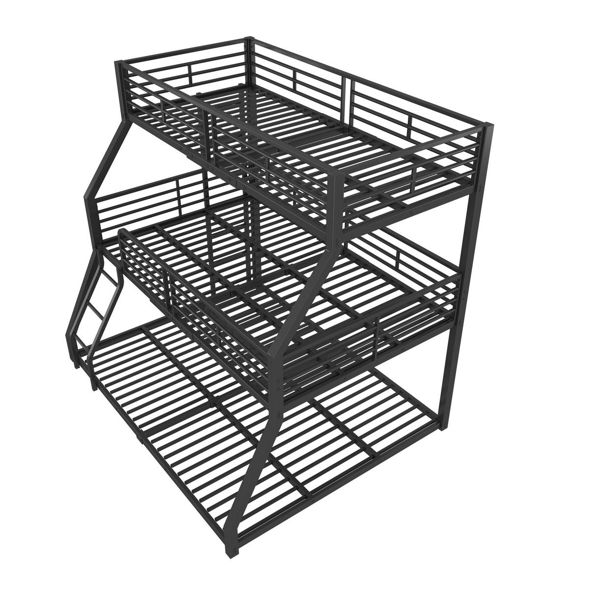 ETAGENBETT 90/200 cm Schwarz Metall mit stabilen Geländern - Schwarz, Metall (90/200cm) - OKWISH