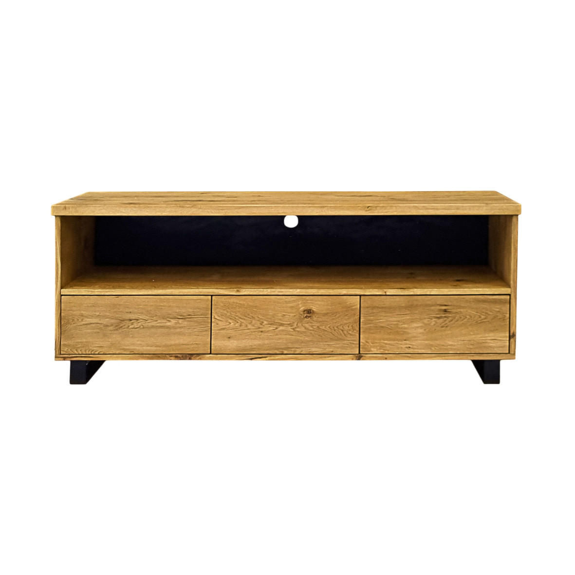 TV-SCHRANK im Loft-Stil mit Schubladen auf Metallbeinen DELIO I - Eichefarben, Holz (170/70/45cm) - Rawood Furniture