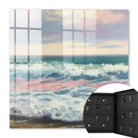 SCHLÜSSELBOX Schwarz 30x30 cm- Türöffnung nach rechts - Meereslandschaft - Blau, Metall (30/30/5cm) - TULUP