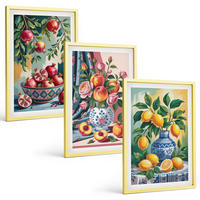BILDER SET 3er Set - 40x60 cm Goldrahmen - Blumen und Früchte in Vasen - Goldfarben, Kunststoff (40/60cm) - TULUP