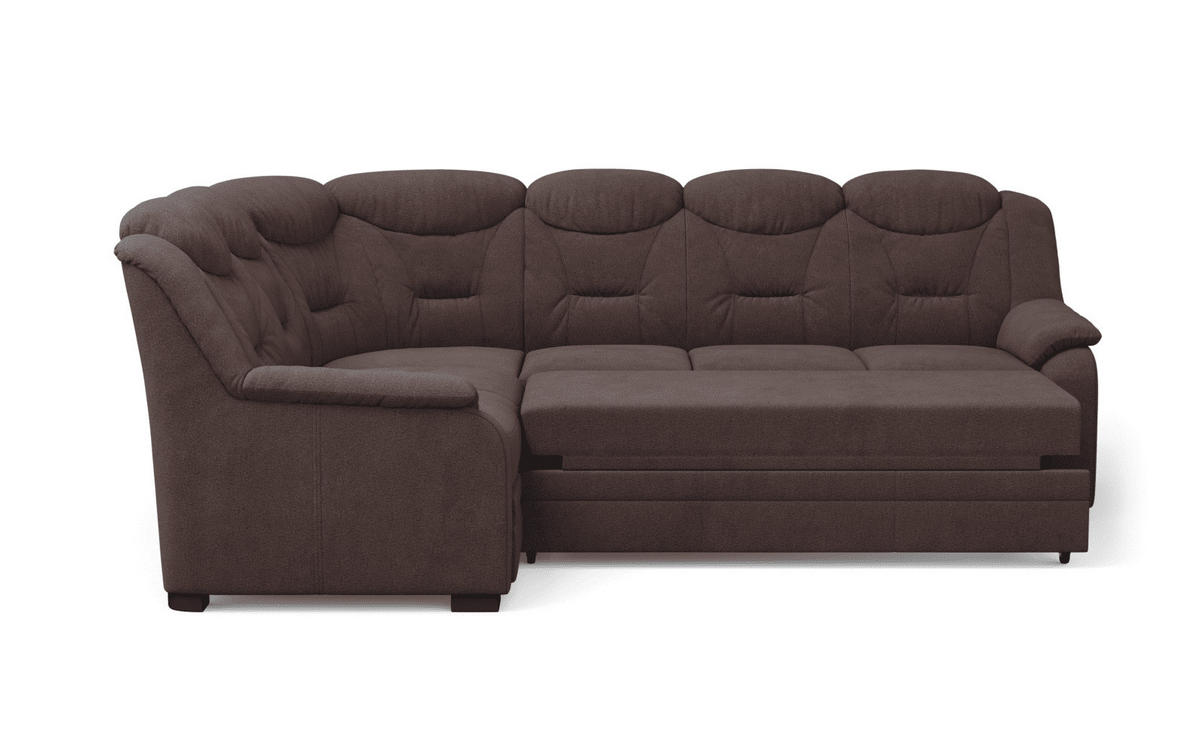 ECKSOFA mit Schlaffunktion und Bettkasten – weiches Chenille-Gewebe - Rotbraun/Dunkelbraun, Holz/Kunststoff (263/211cm) - Cotta