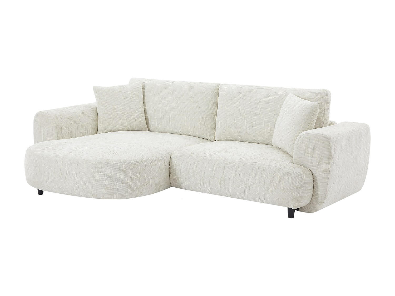 ECKSOFA - Ecke links - Strukturstoff - Beige - RULAMA - Beige, Textil (250/154cm) - Vente-Unique