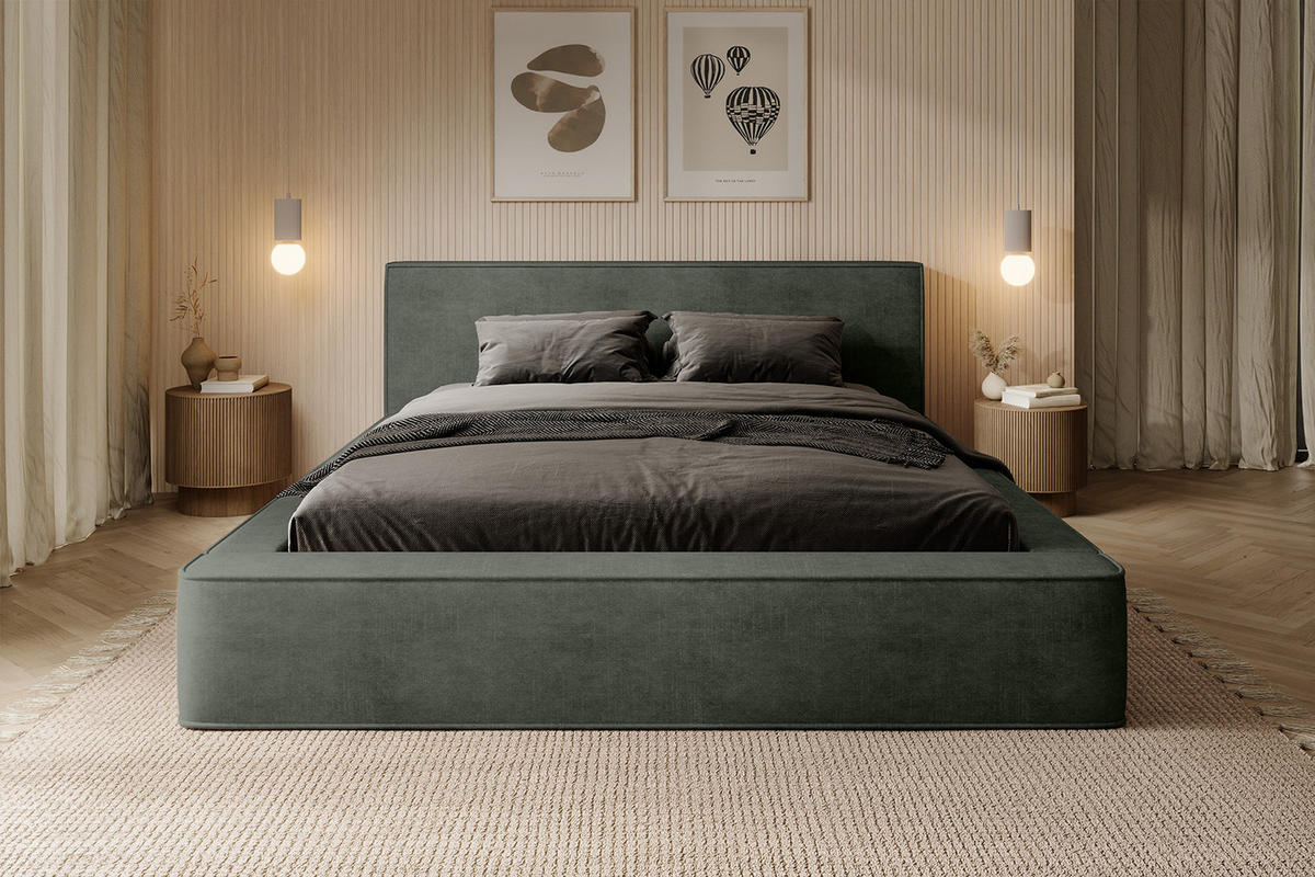 POLSTERBETT MUMMO 140x200 cm, Grün - Grün, Textil (200/140cm) - Fedve