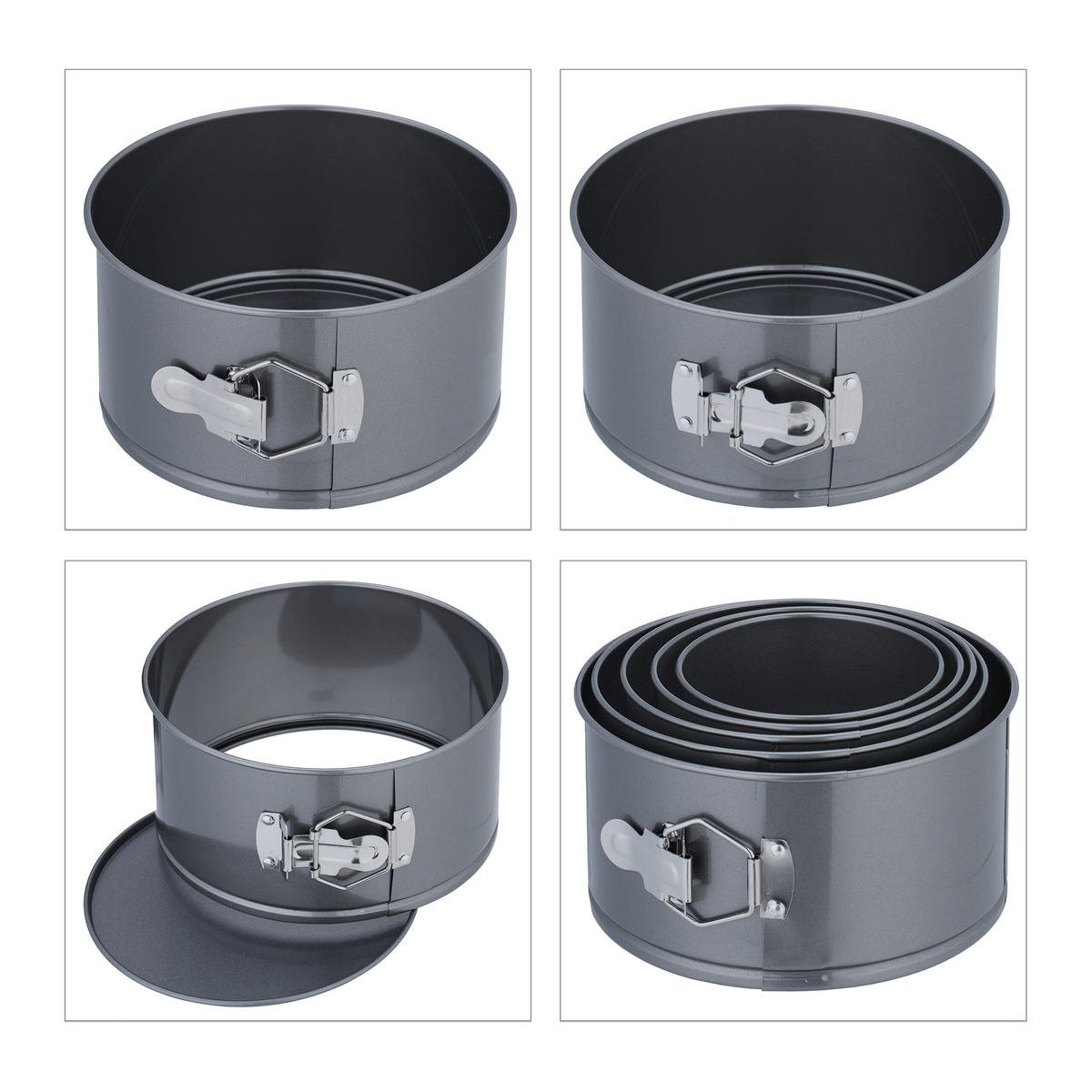 5-TLG.SPRINGFORM-SET - Anthrazit, Metall (20/11/20cm) - Relaxdays