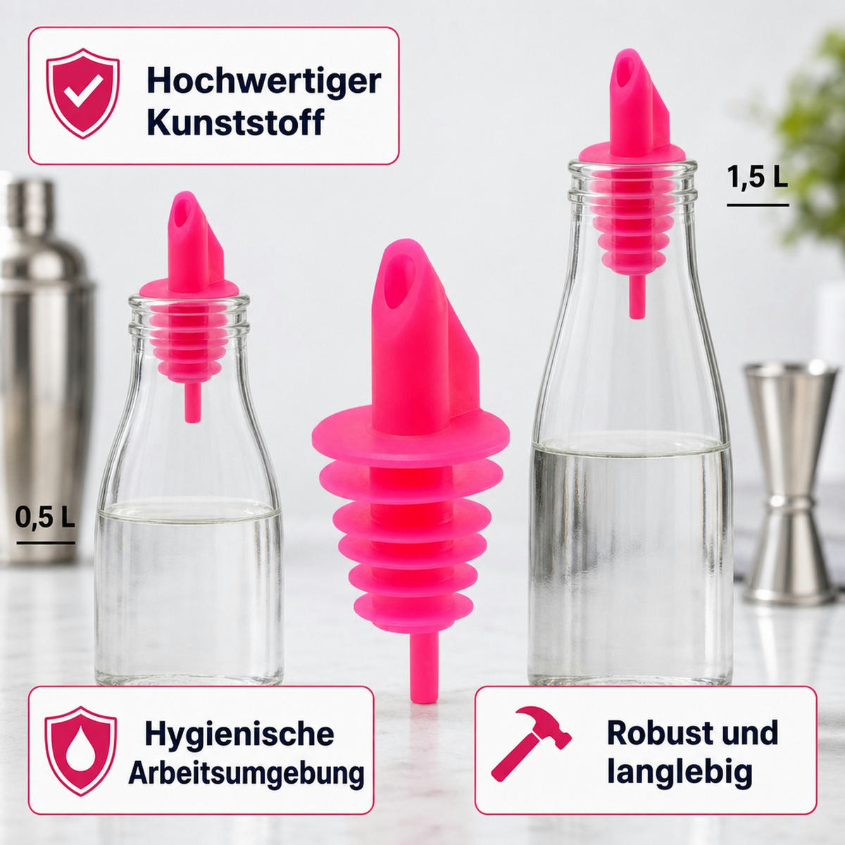 AUSGIESSER BILLY, Kunststoff, für 0,5-1,5L Flaschen - Pink, Kunststoff (3.5/7.5/3.5cm) - ich-zapfe