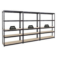 SCHWERLASTREGAL Giant Tiger 3er-Set mit 3x 200x120x40 cm Fachlast 265 kg 5-Ebenen Schwarz - Schwarz, Metall (360/200/40cm) - PROREGAL
